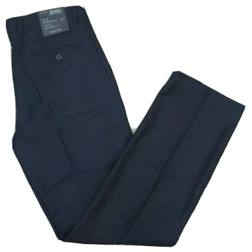 ELITE ~Men's Size 36/34~ Navy Blue Dress Pants Slim Fit NWT $98.00